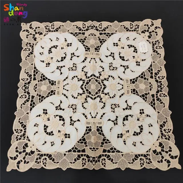 @5801 Vintage Italian Lace, Richelieu Embroidery Tablecloth, Piano Cover, Cutwork, Classical, Elegant, White, Beige, Great Gift