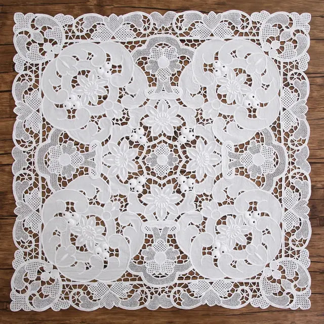 @5801 Vintage Italian Lace, Richelieu Embroidery Tablecloth, Piano Cover, Cutwork, Classical, Elegant, White, Beige, Great Gift