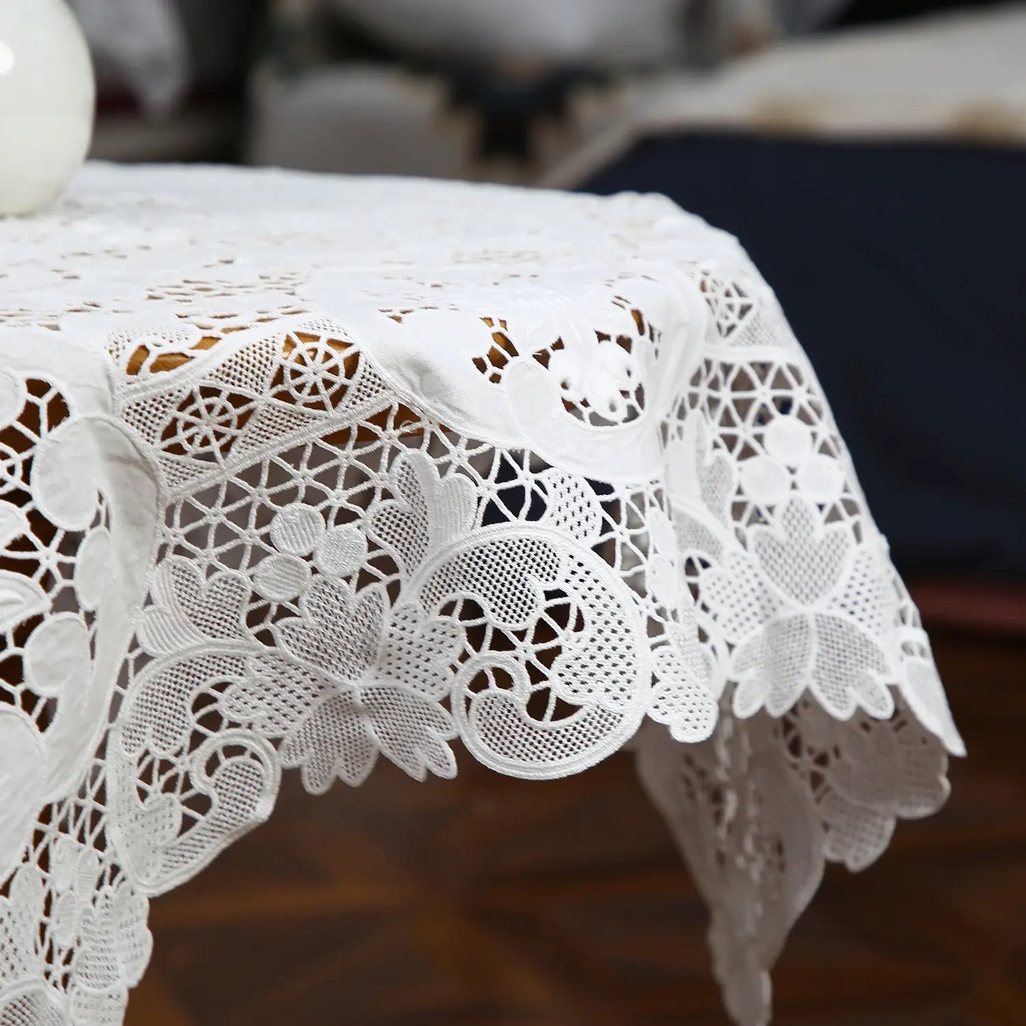 @5801 Vintage Italian Lace, Richelieu Embroidery Tablecloth, Piano Cover, Cutwork, Classical, Elegant, White, Beige, Great Gift