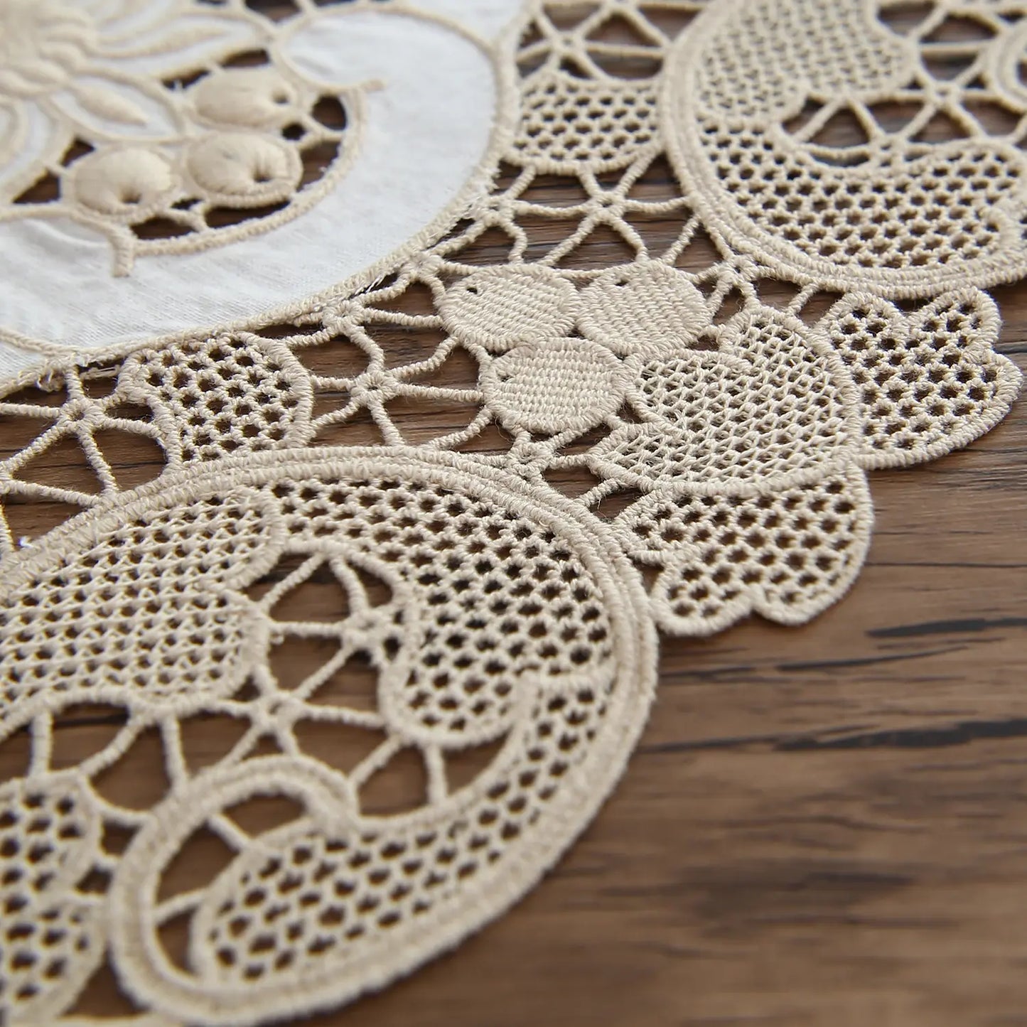 @5801 Vintage Italian Lace, Richelieu Embroidery Tablecloth, Piano Cover, Cutwork, Classical, Elegant, White, Beige, Great Gift