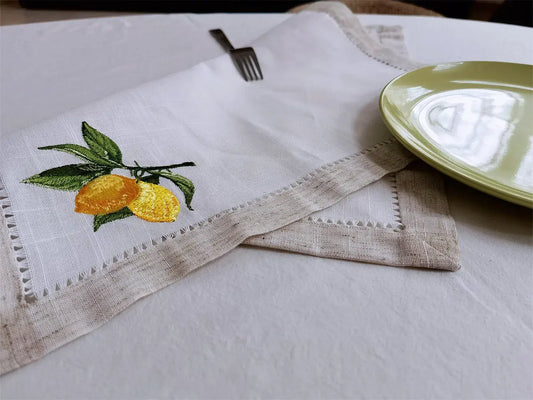 @Lemon Emberoidered Practical & Versatile Napkin, Elegant Look, Table Decoration, Great Gift, Table Linen